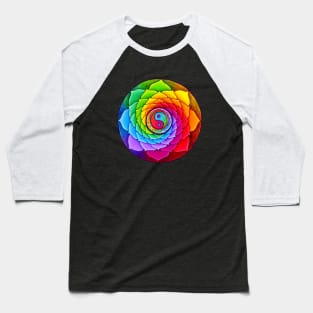 Healing Lotus Rainbow Yin Yang Mandala Baseball T-Shirt